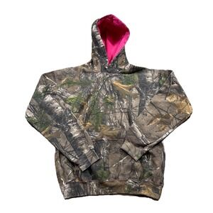 Realtree Sweater Youth Pink Lined Green Brown Camo Hoodie Pullover Hunting 14-16
